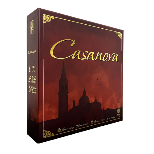 Scatola del gioco da tavolo Casanova di AMAE Board Games